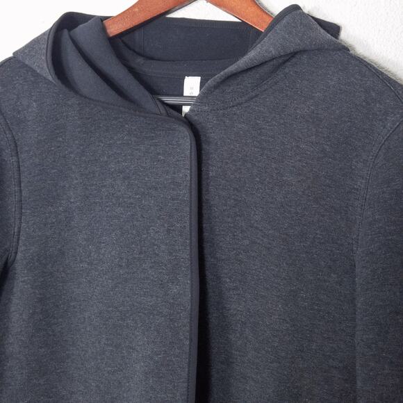 Lululemon Women’s City Bound Wrap Cardigan Charcoal Hooded Snap Front Medium - Picture 3 of 10